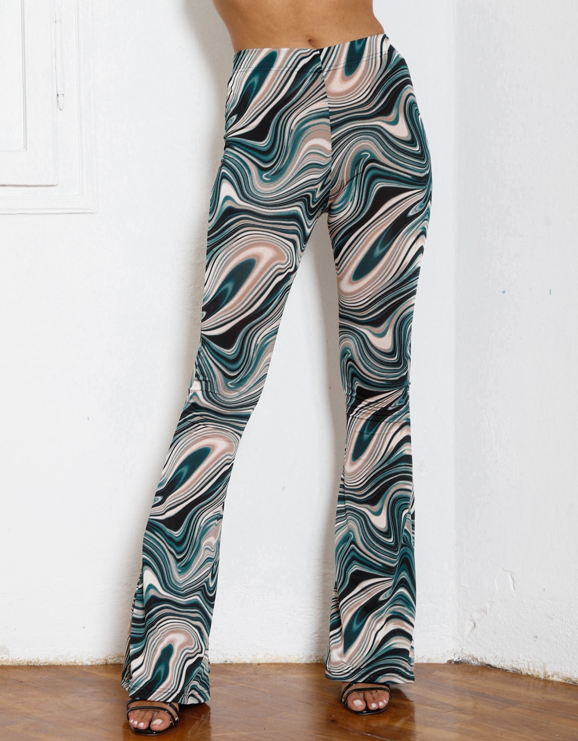 Ψηλόμεση Παντελόνα με Wave Print 1