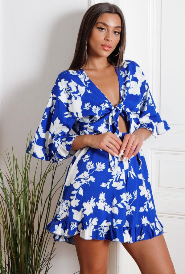 Εμπριμέ Playsuit με Κόμπο