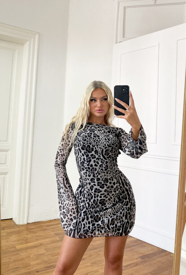 Mini Φόρεμα Animal Print με Ανοιχτή Πλάτη