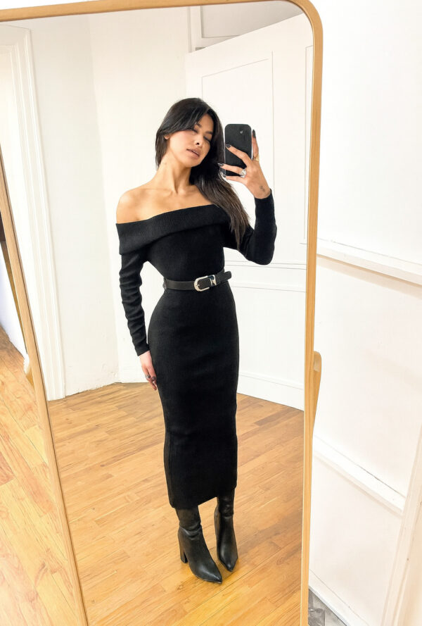 Off-Shoulder Φόρεμα Angoreta Μαύρο
