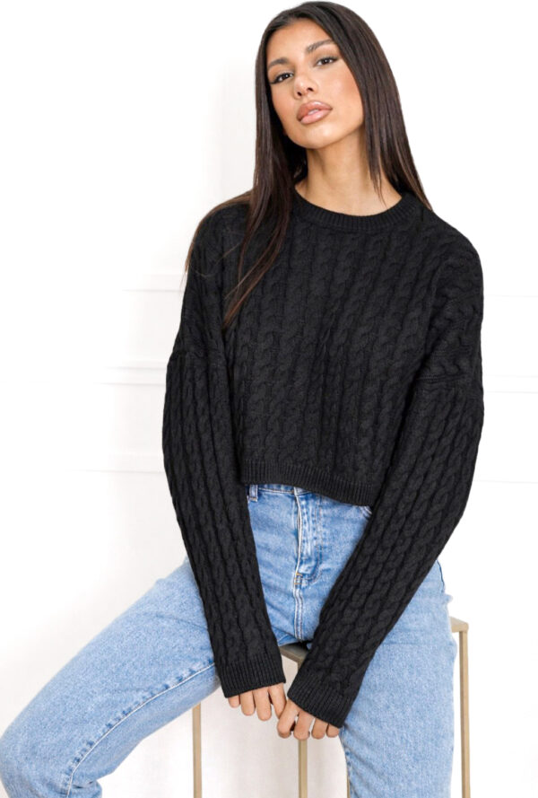 Μαύρο Πλεκτό Crop Sweater