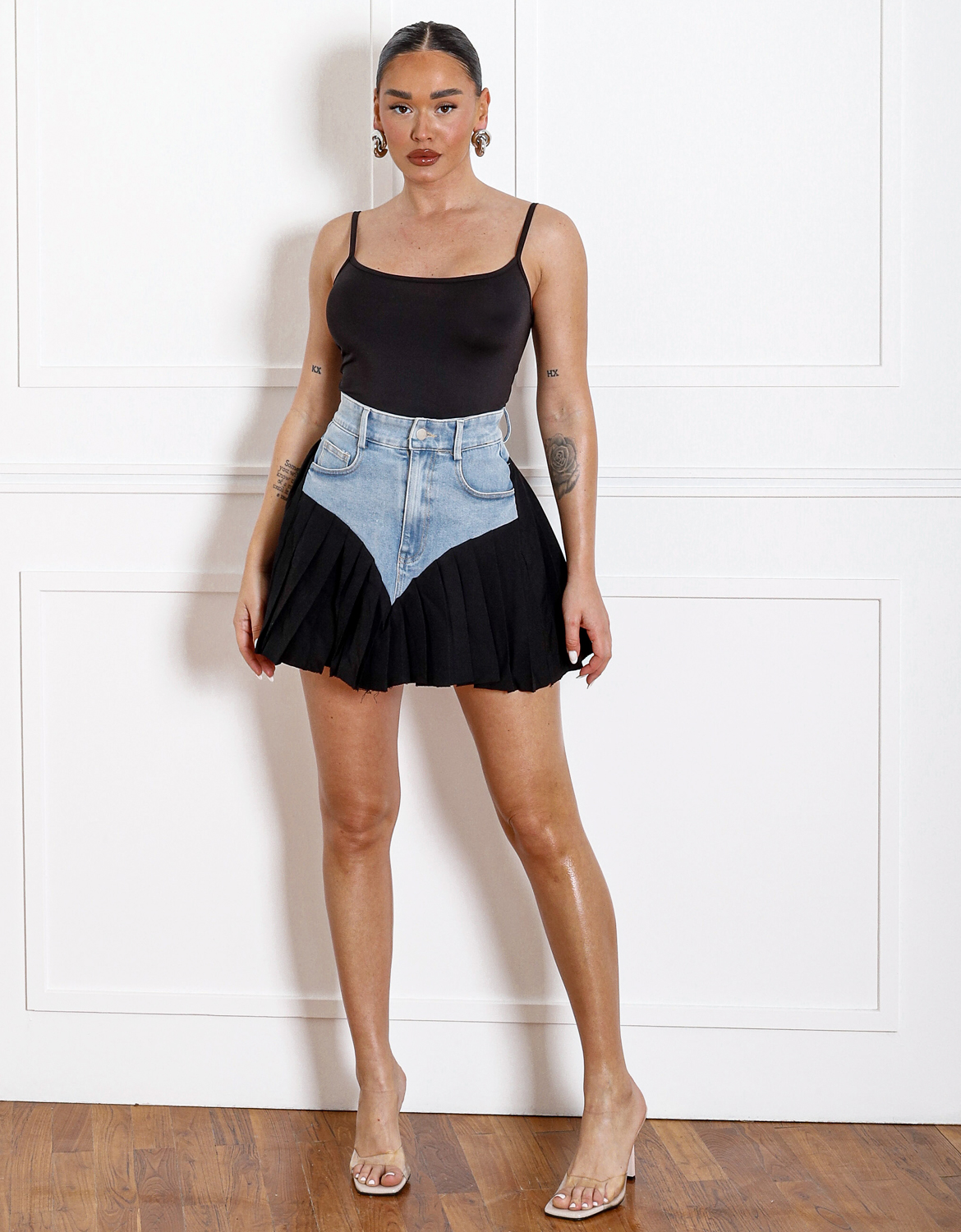 15 Skort Πλισέ με Denim Λεπτομέρεια - Image 1