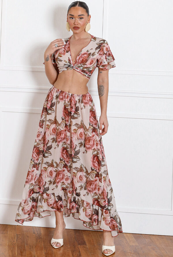 Μάξι Φούστα με Floral Print Αέρινη